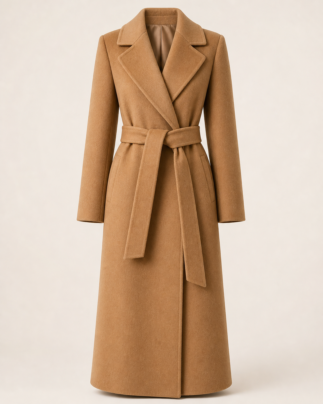 Manteau portefeuille laine camel