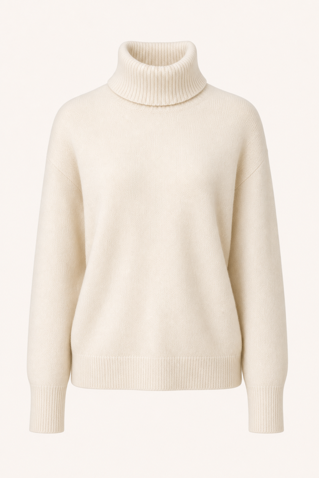 Pull col roule cachemire creme