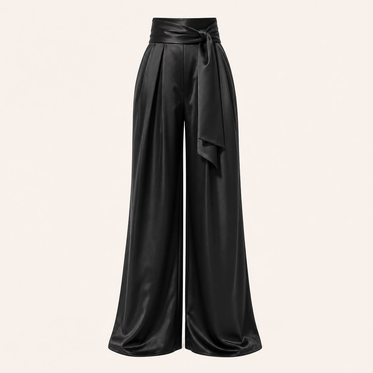 Pantalon palazzo satin noir couture