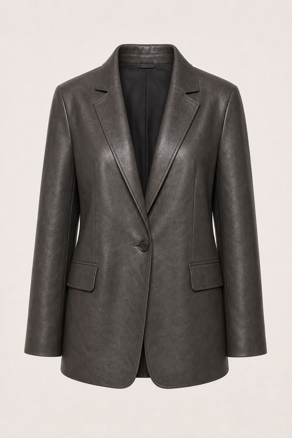 Blazer cuir nappa anthracite quiet luxury