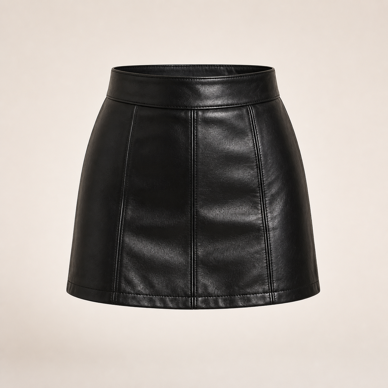 Mini jupe cuir vegan noire ligne A