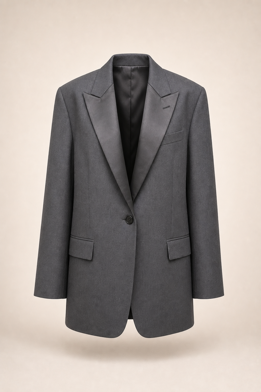 Blazer oversize gris fumee revers satin