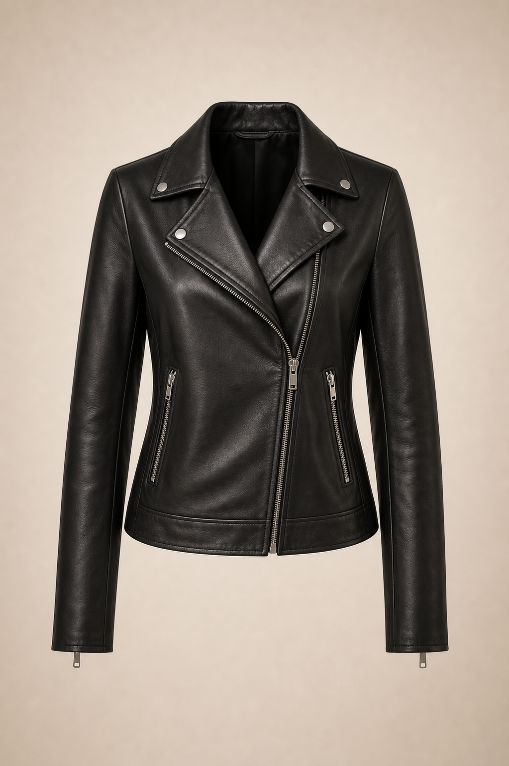 Veste biker cuir nappa noir luxe
