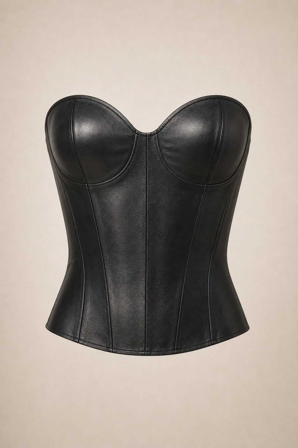 Corset top cuir nappa noir luxe