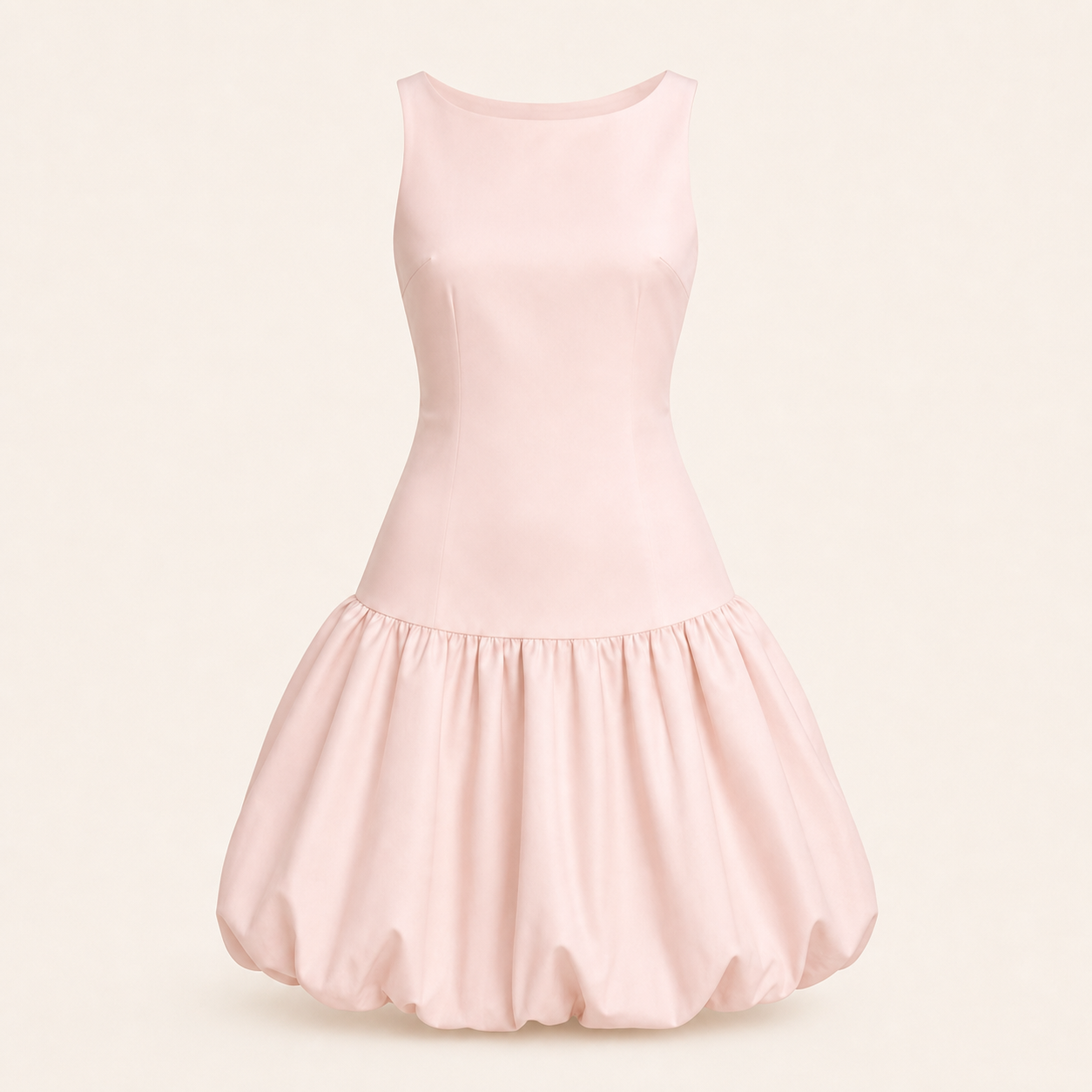 Robe mini drop waist rose bubble hem