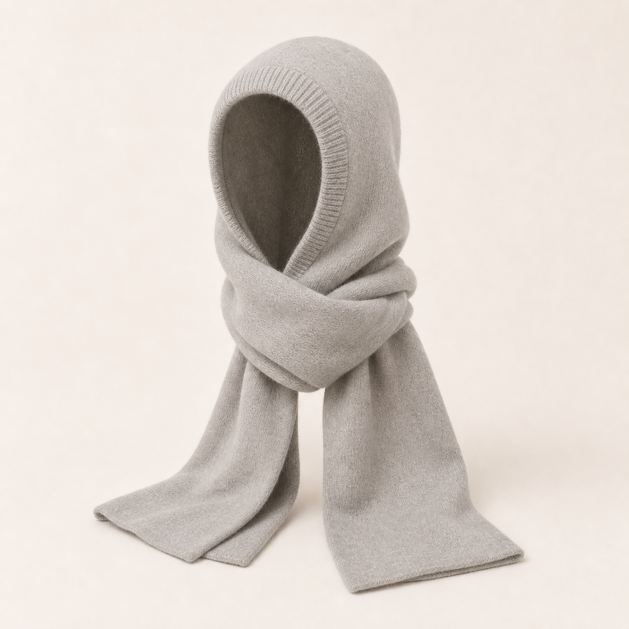 Capuche echarpe cachemire gris colombe