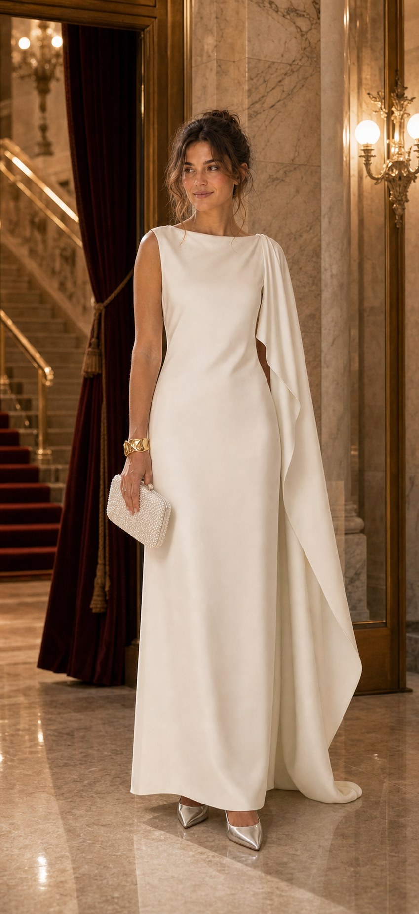 Capucine en robe longue ivoire