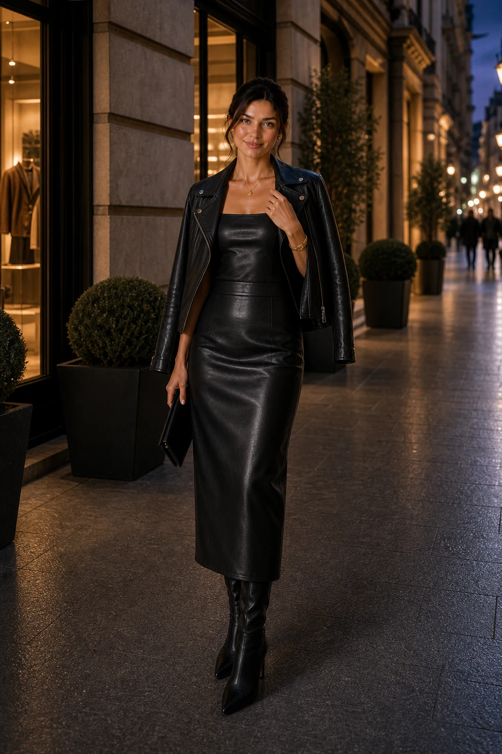 Look sexy chic : satin et cuir sans trop en faire - look sexy chic femme, satin et cuir, look du soir élégant