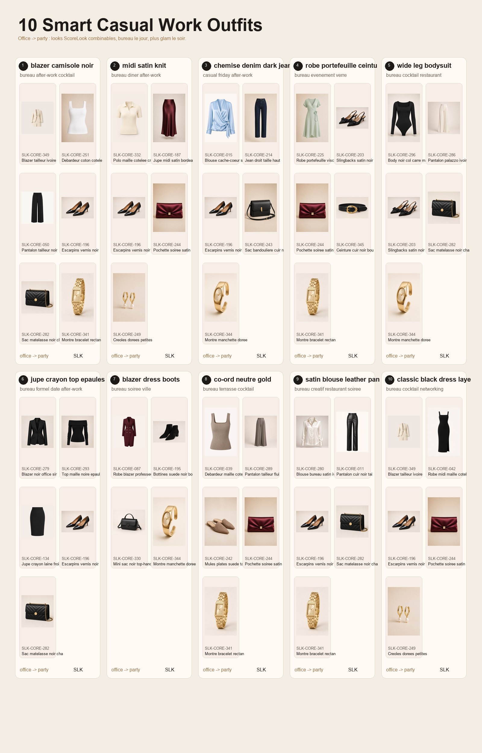 Planche ScoreLook bureau soirée pour shopping similaire
